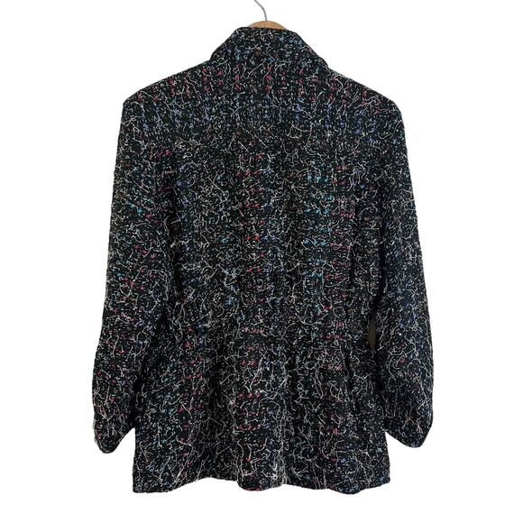 Doncaster Vintage 80s Black Textured Confetti Sweater Jacket Blazer Cardigan 4 S - Picture 2 of 10